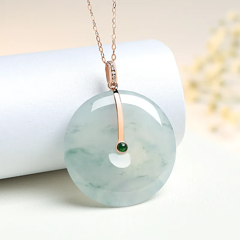 With The Heart Of The Jade Glutinous Jade Jadeite Necklaces Women's-14