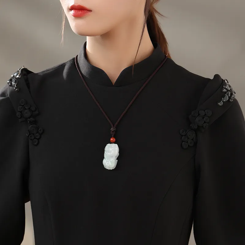 With The Heart Of The Jade Bean Type Jadeite Necklaces Unisex-4