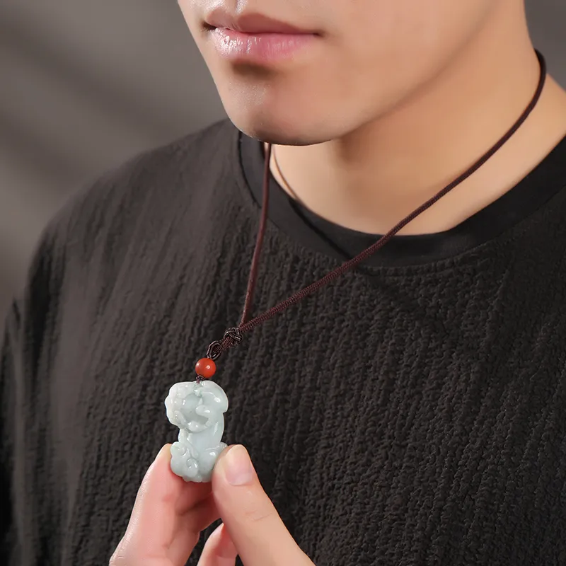 With The Heart Of The Jade Bean Type Jadeite Necklaces Unisex-13