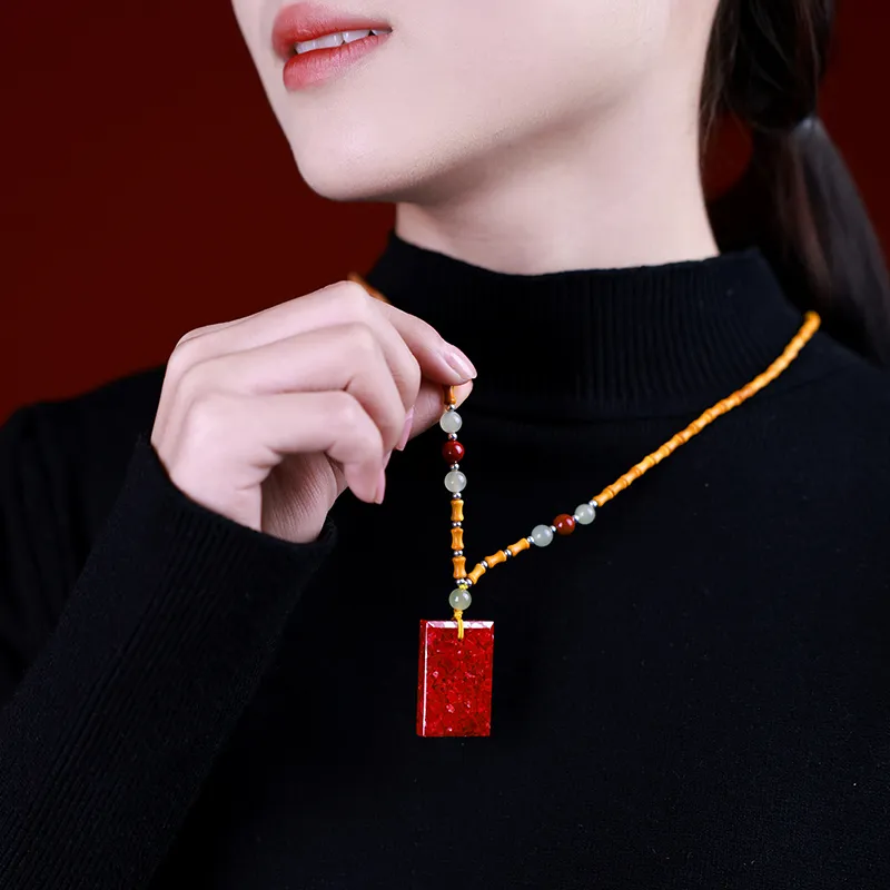 With The Heart Of The Jade Cinnabar Jade Necklaces Unisex-3