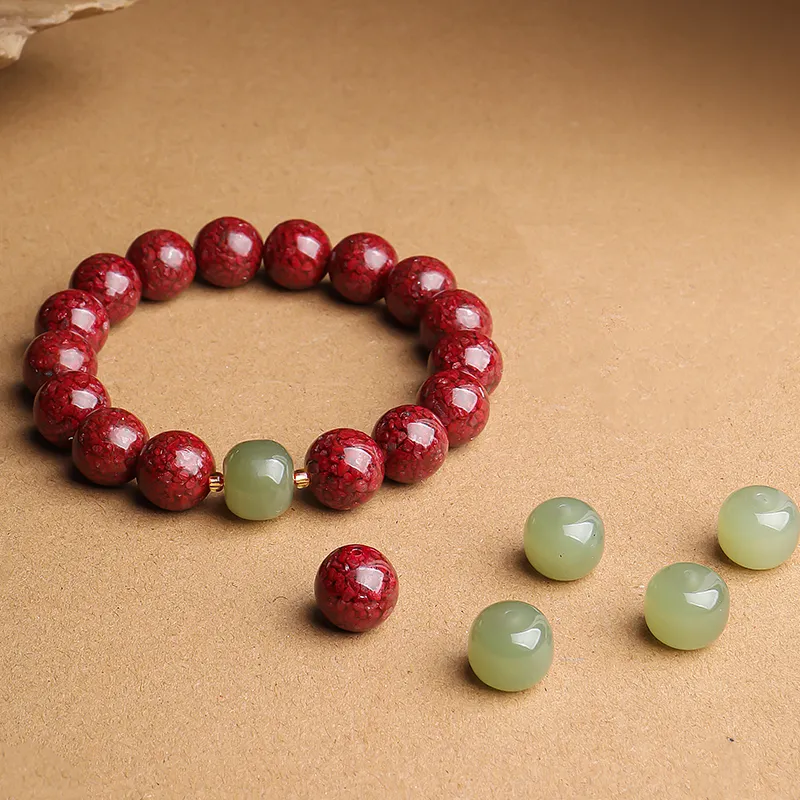 With The Heart Of The Jade Reconstructed Cinnabar Jade Bracelets Unisex-25