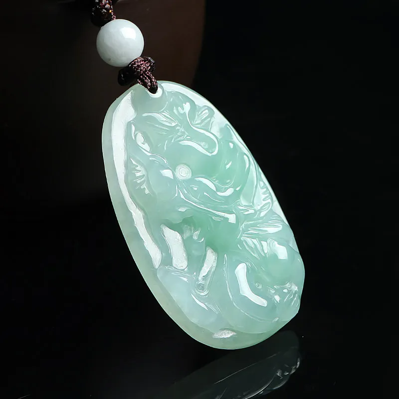 With The Heart Of The Jade Bean Type Jadeite Necklaces Unisex-3
