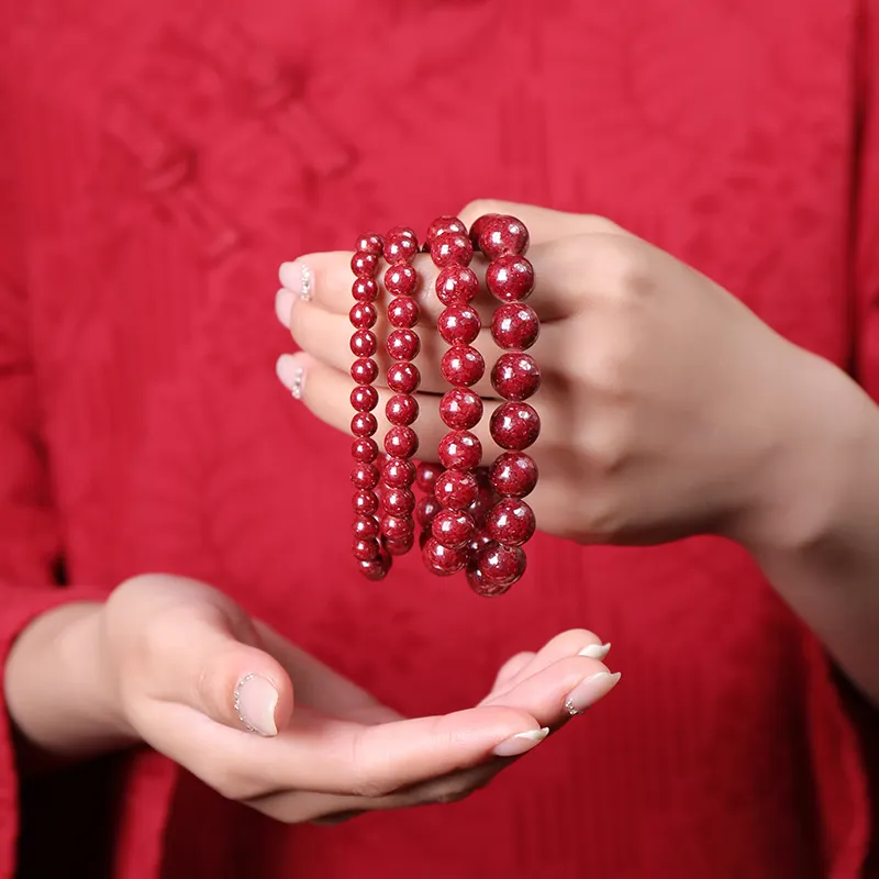 With The Heart Of The Jade Cinnabar Jade Bracelets Unisex-6