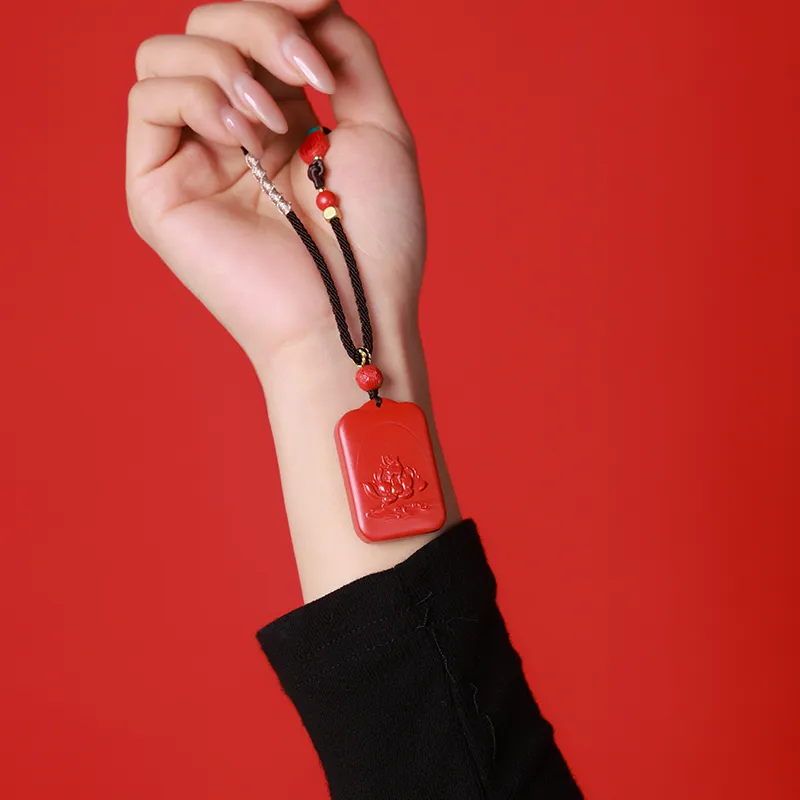 With The Heart Of The Jade Reconstructed Cinnabar Necklaces Unisex-3