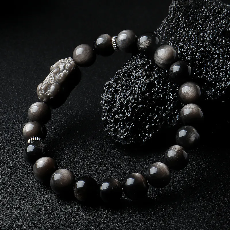 With The Heart Of The Jade Obsidian Bracelets Unisex-13