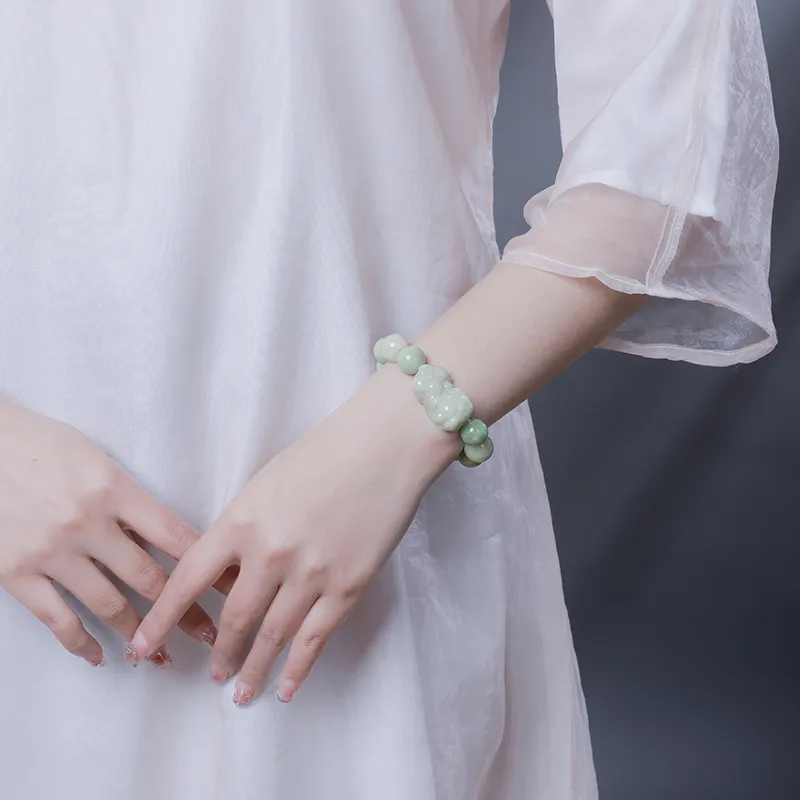 With The Heart Of The Jade Bean Type Bracelets Unisex-2