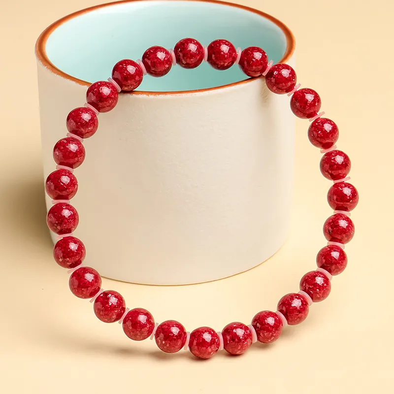 With The Heart Of The Jade Reconstructed Cinnabar Bracelets Unisex-4