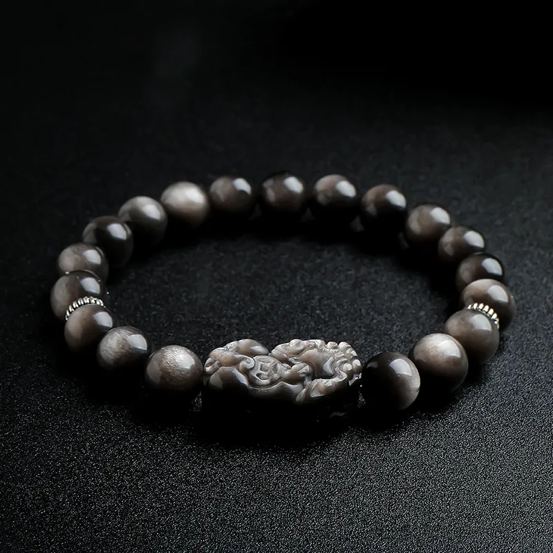 With The Heart Of The Jade Obsidian Bracelets Unisex-12