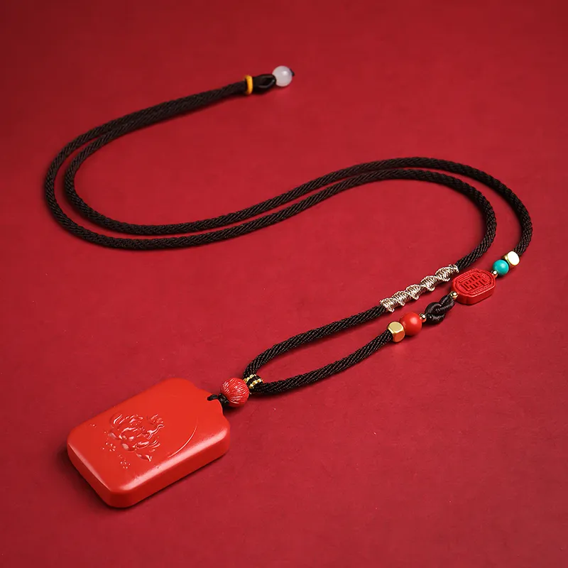 With The Heart Of The Jade Reconstructed Cinnabar Necklaces Unisex-7