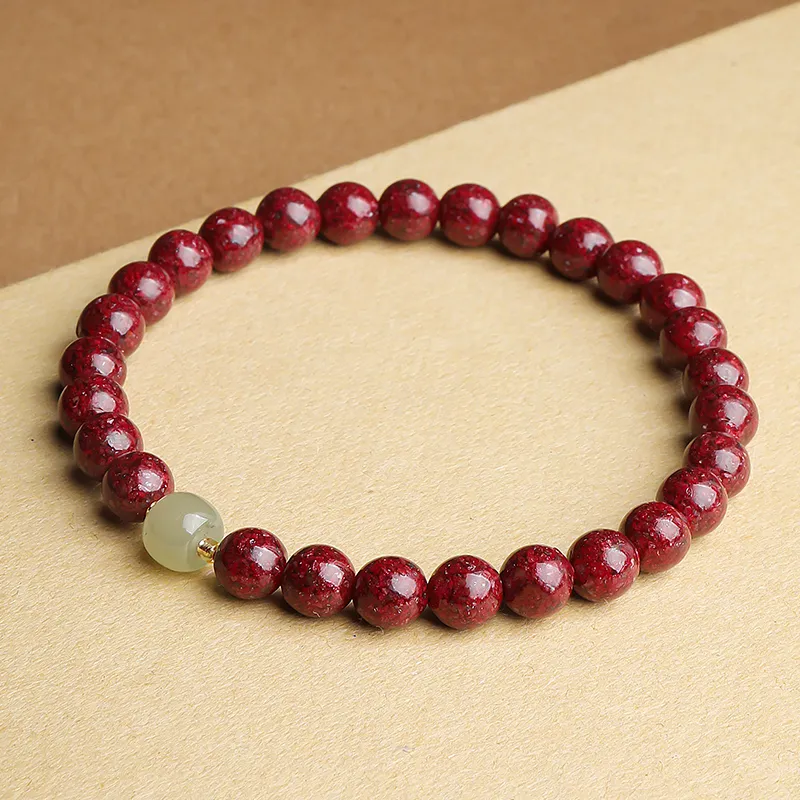 With The Heart Of The Jade Reconstructed Cinnabar Jade Bracelets Unisex-4
