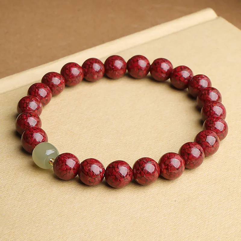 With The Heart Of The Jade Reconstructed Cinnabar Jade Bracelets Unisex-12
