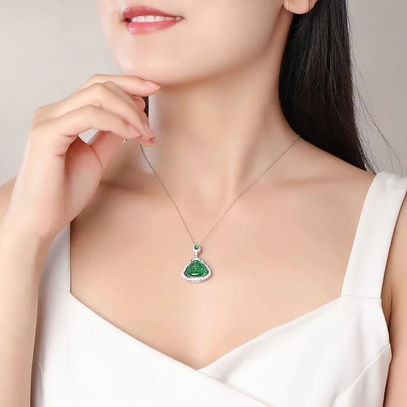 With The Heart Of The Jade Ice Glutinous Jadeite Necklaces Women's-12