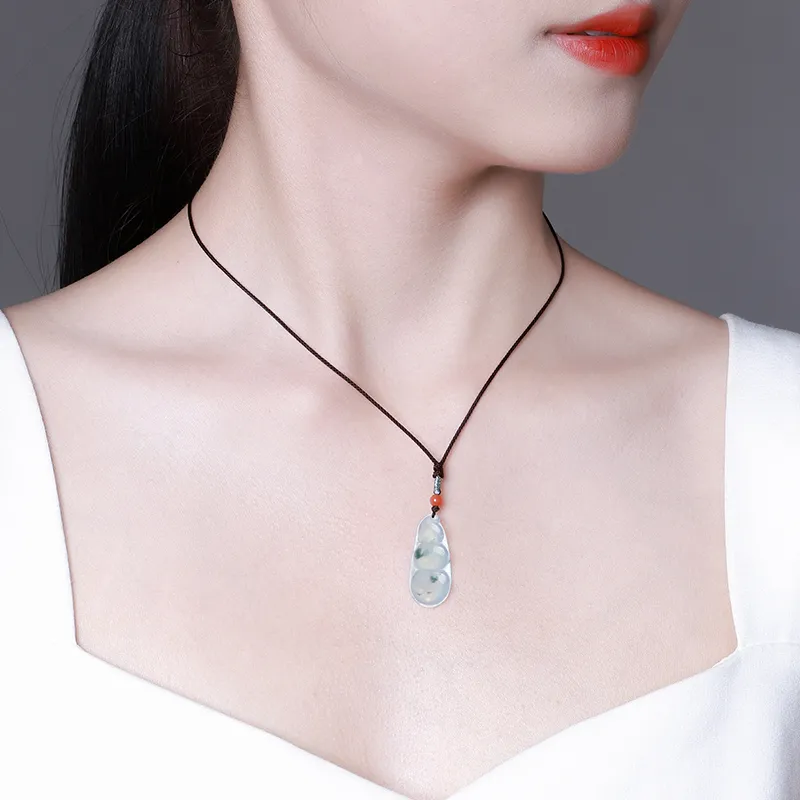 With The Heart Of The Jade Ice Glutinous Jadeite Necklaces Unisex-1