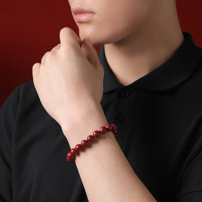 With The Heart Of The Jade Reconstructed Cinnabar Jade Bracelets Unisex-13