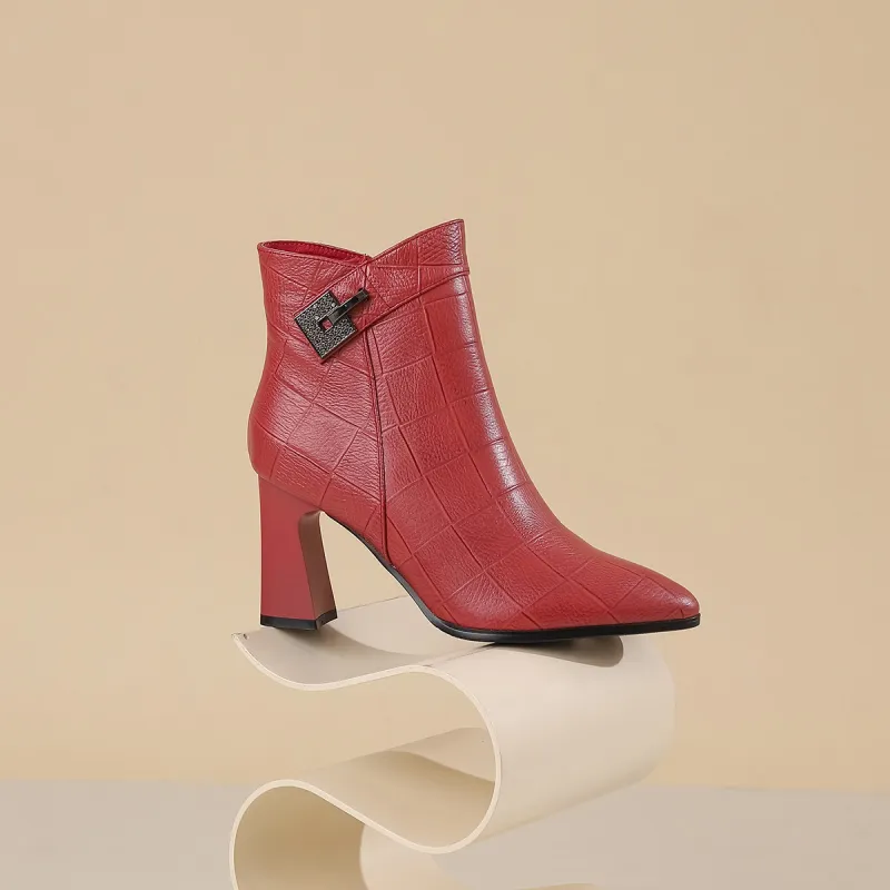 VEDULLAR Ankle Boots Women's Black/Burgundy/Beige-20