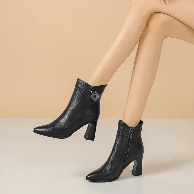 VEDULLAR Ankle Boots Women's Black/Burgundy/Beige-4