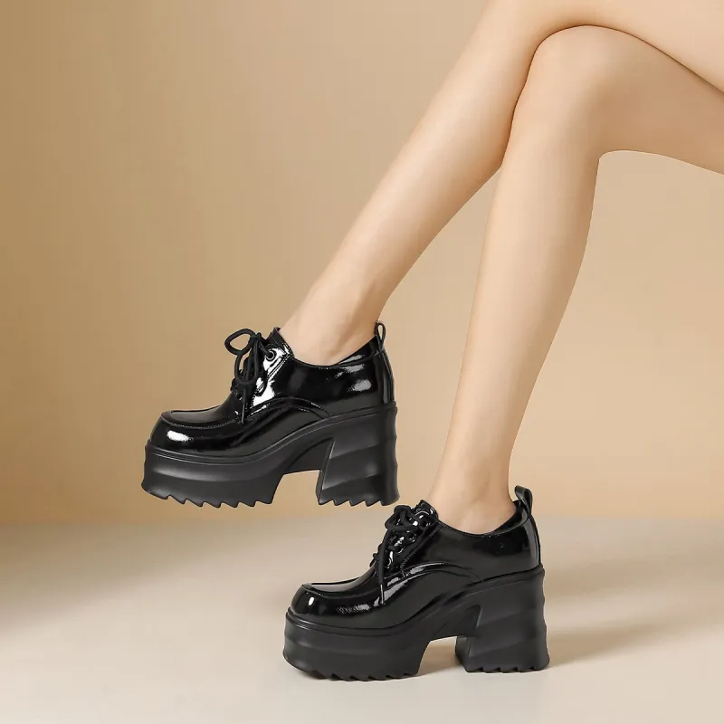 VEDULLAR Chunky Heel High Heels 9.5cm Women's-8