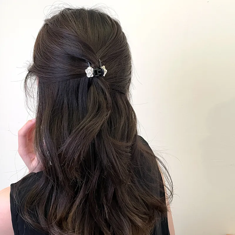 ZANC Acrylic Hair Clips Women's Black White-11