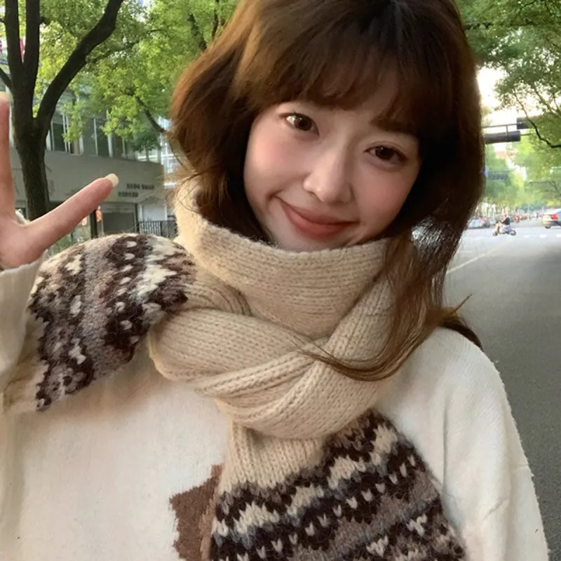 ZANC Polyester Knit Scarves Unisex-1