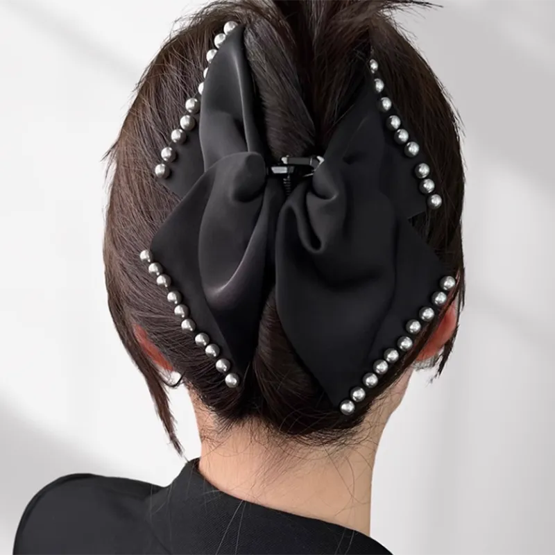 ZANC Satin Hair Clips Women's Black-2