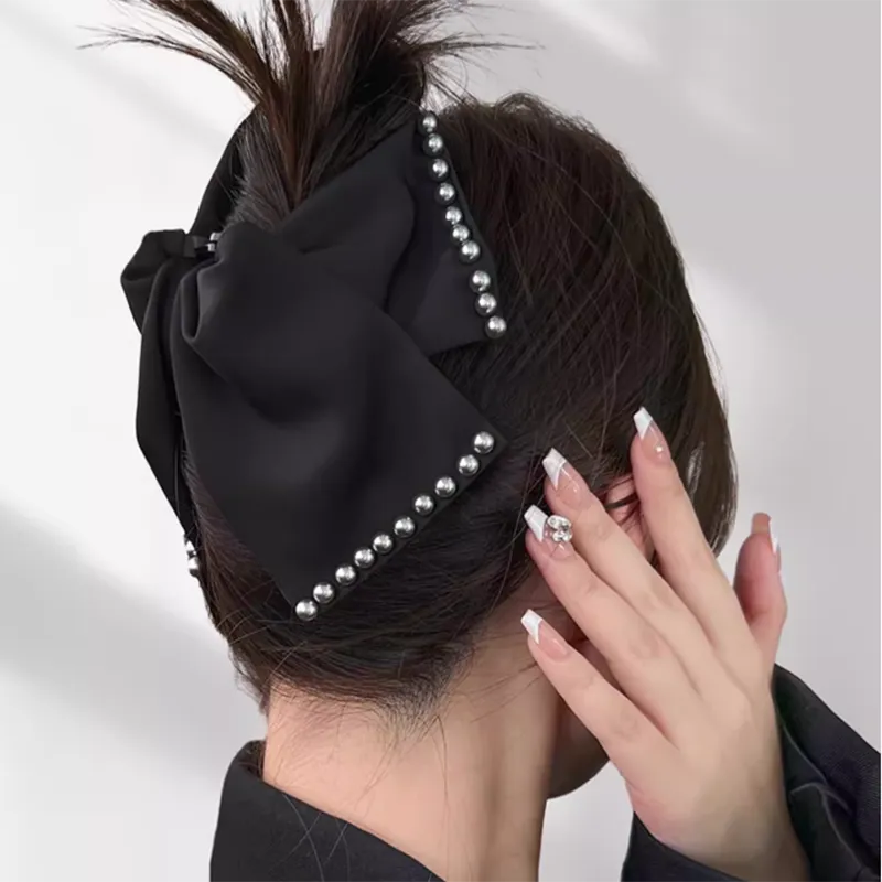 ZANC Satin Hair Clips Women's Black-4
