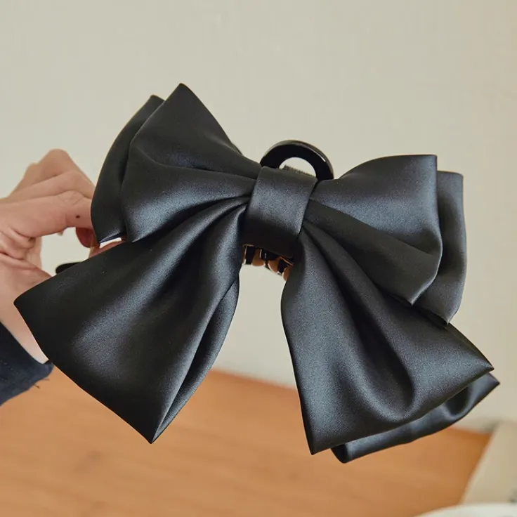 ZANC Satin Hair Clips Women's Black-3