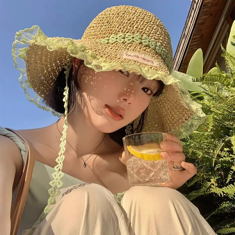ZANC Straw Woven Sun Protection Hats Unisex-4