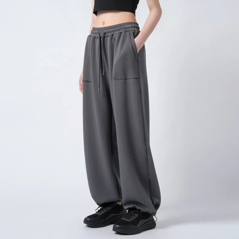 RAP PANDA Knitted Sports Pants Unisex Smoke Gray-2