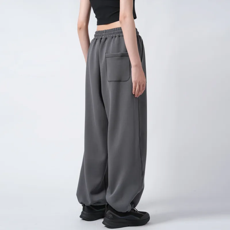 RAP PANDA Knitted Sports Pants Unisex Smoke Gray-4
