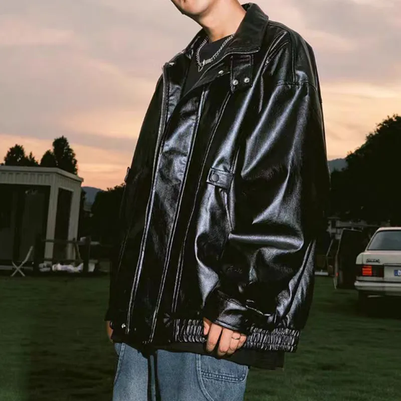 RAP PANDA Leather Jacket Unisex Black-4