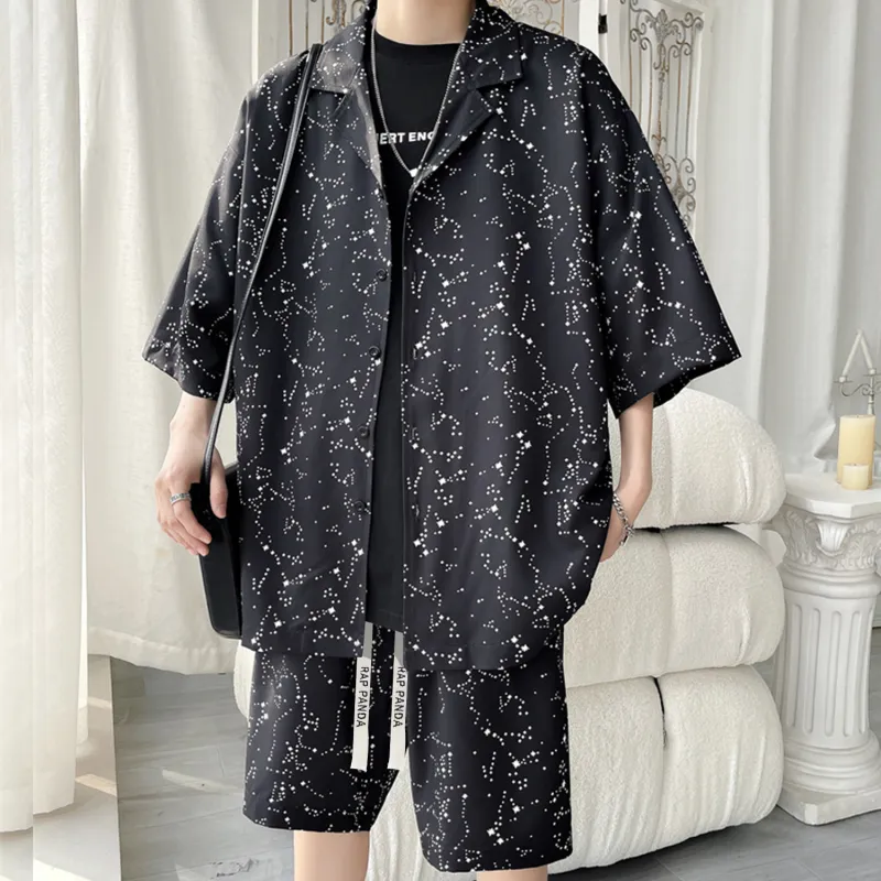 RAP PANDA Shirt Matching Set Unisex Starry Black-2