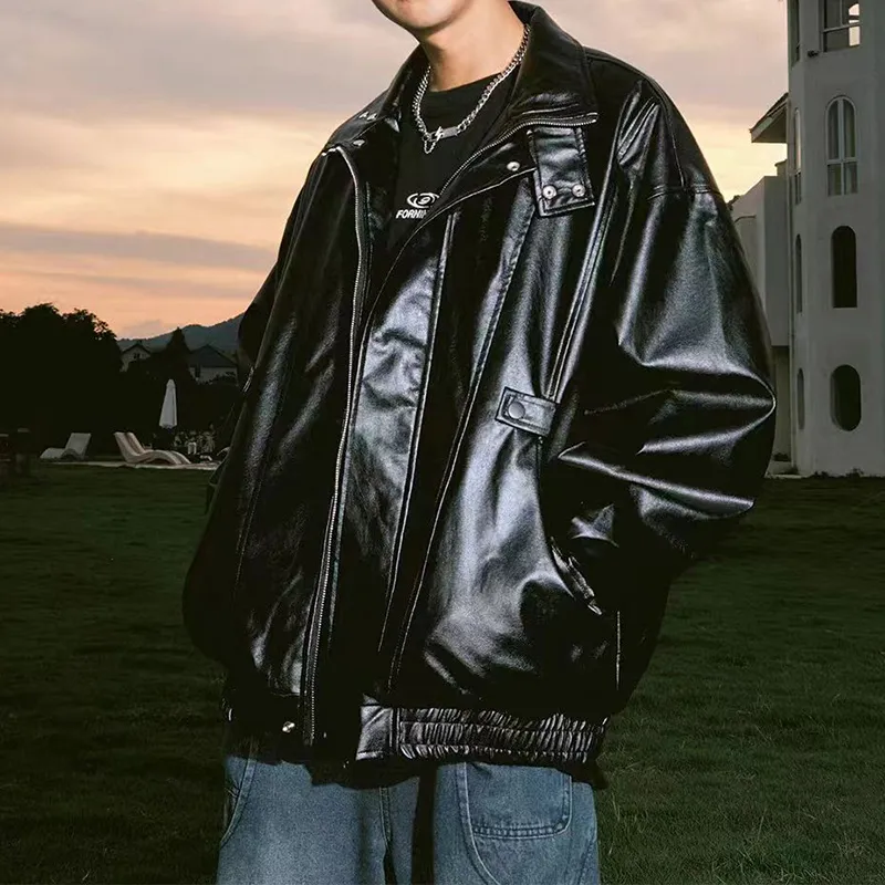 RAP PANDA Leather Jacket Unisex Black-5