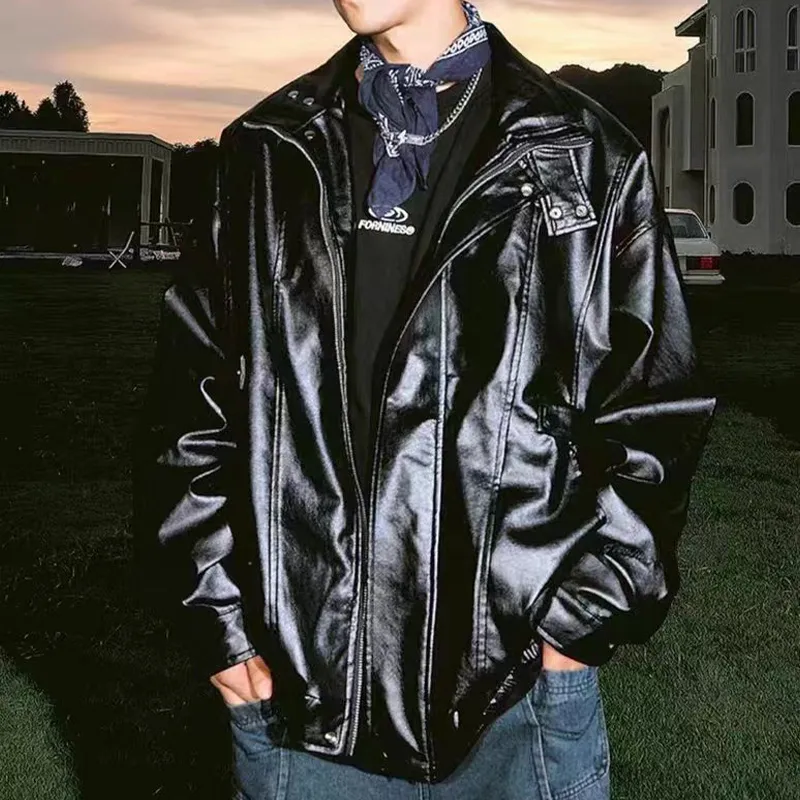 RAP PANDA Leather Jacket Unisex Black-2