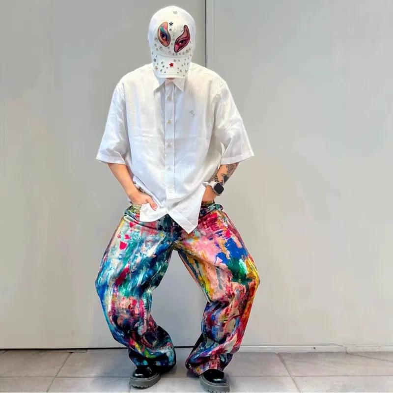 WELTER EXPERIMENT Jeans Unisex Multicolor Paint-4