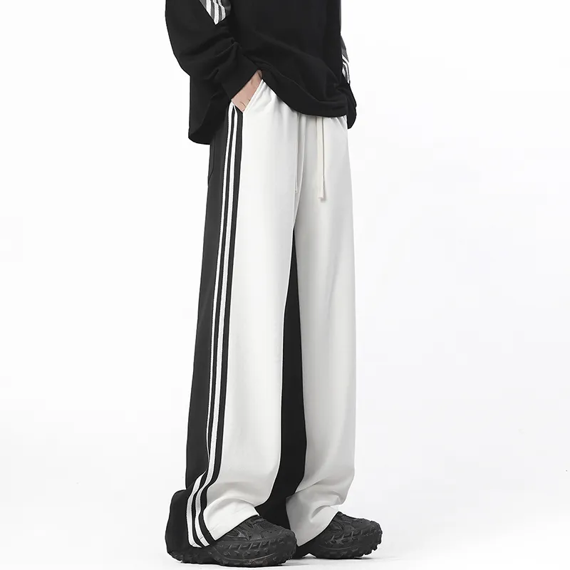 WELTER EXPERIMENT Casual Pants Unisex Black White-4