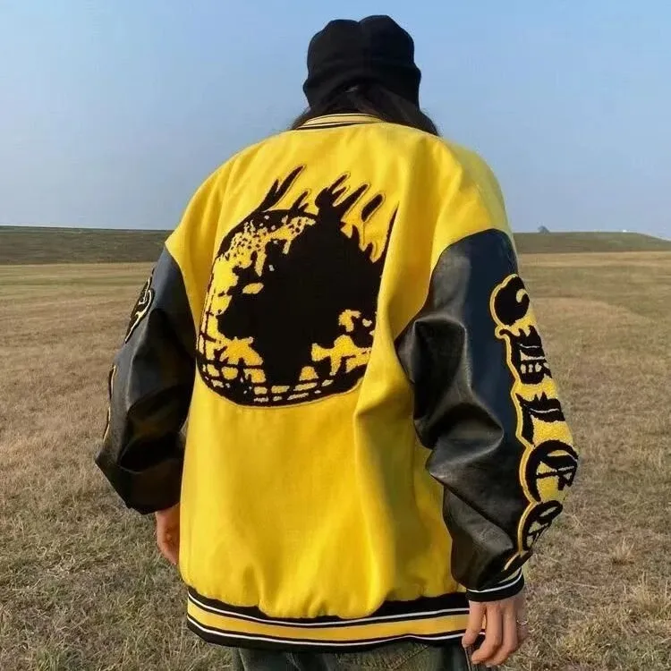 WELTER EXPERIMENT Baseball Jacket Unisex Yellow-2