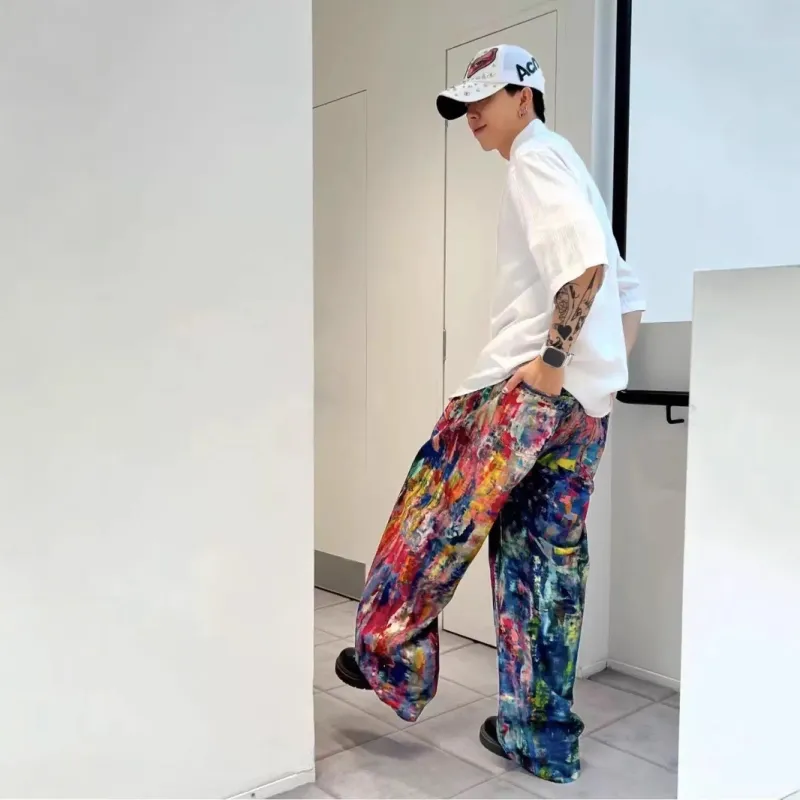 WELTER EXPERIMENT Jeans Unisex Multicolor Paint-3