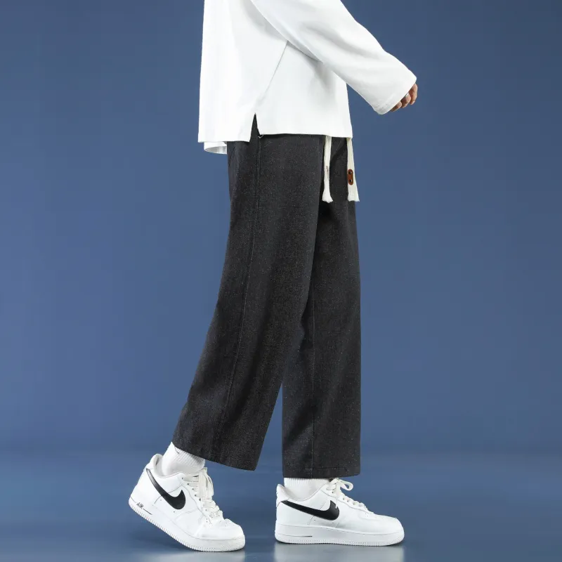 PANDA ADEVIL Japanese Vintage Preppy Style Loose Fit Straight Fit Wide Leg Ankle Length Jeans Unisex-22