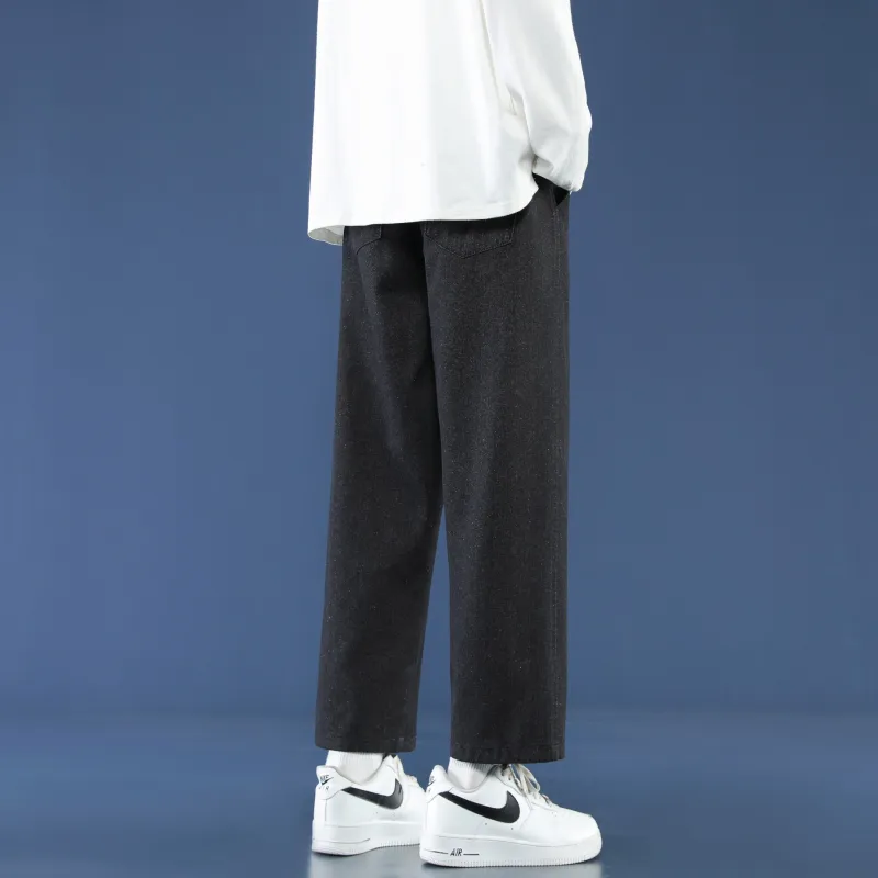 PANDA ADEVIL Japanese Vintage Preppy Style Loose Fit Straight Fit Wide Leg Ankle Length Jeans Unisex-21