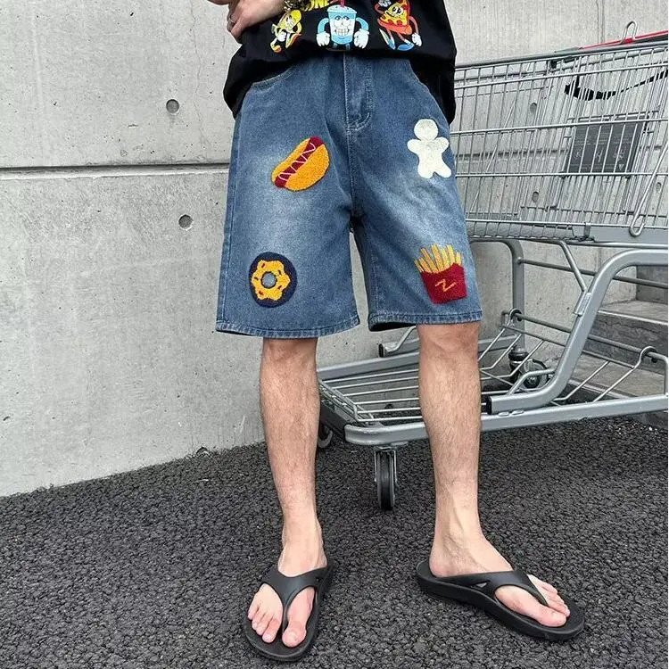 TESTUNG Classic Denim Shorts Unisex Dark Blue Tone-25