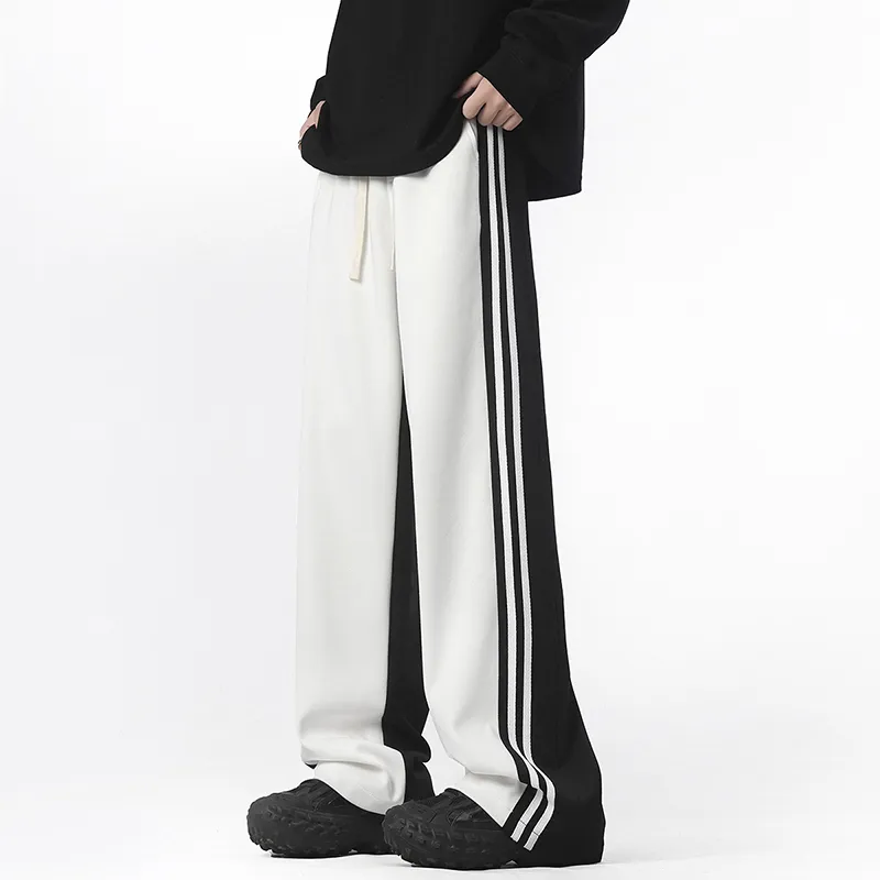 WELTER EXPERIMENT Casual Pants Unisex Black White-1