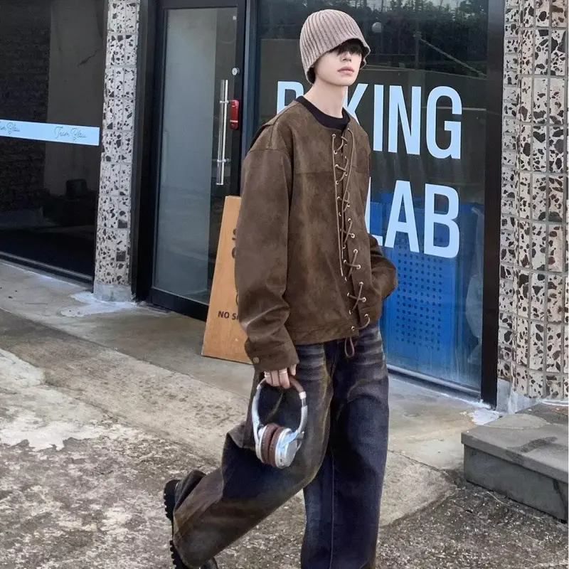 WELTER EXPERIMENT Leather Jacket Unisex Brown-5