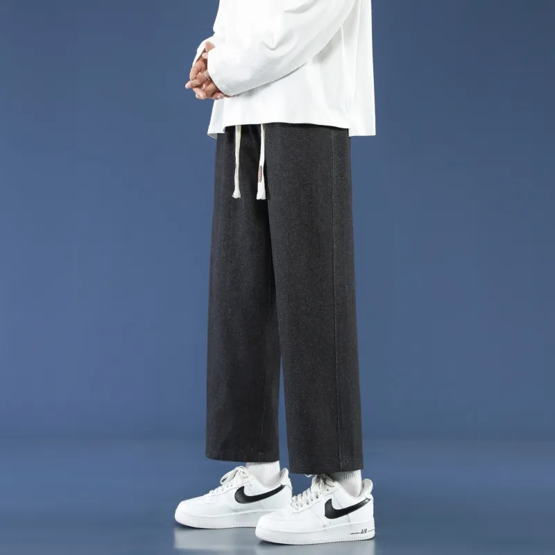 PANDA ADEVIL Japanese Vintage Preppy Style Loose Fit Straight Fit Wide Leg Ankle Length Jeans Unisex-19