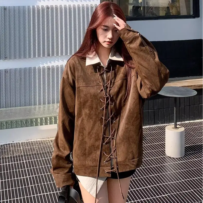 WELTER EXPERIMENT Leather Jacket Unisex Brown-3