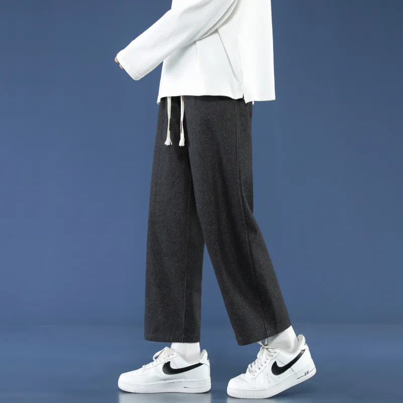 PANDA ADEVIL Japanese Vintage Preppy Style Loose Fit Straight Fit Wide Leg Ankle Length Jeans Unisex-20