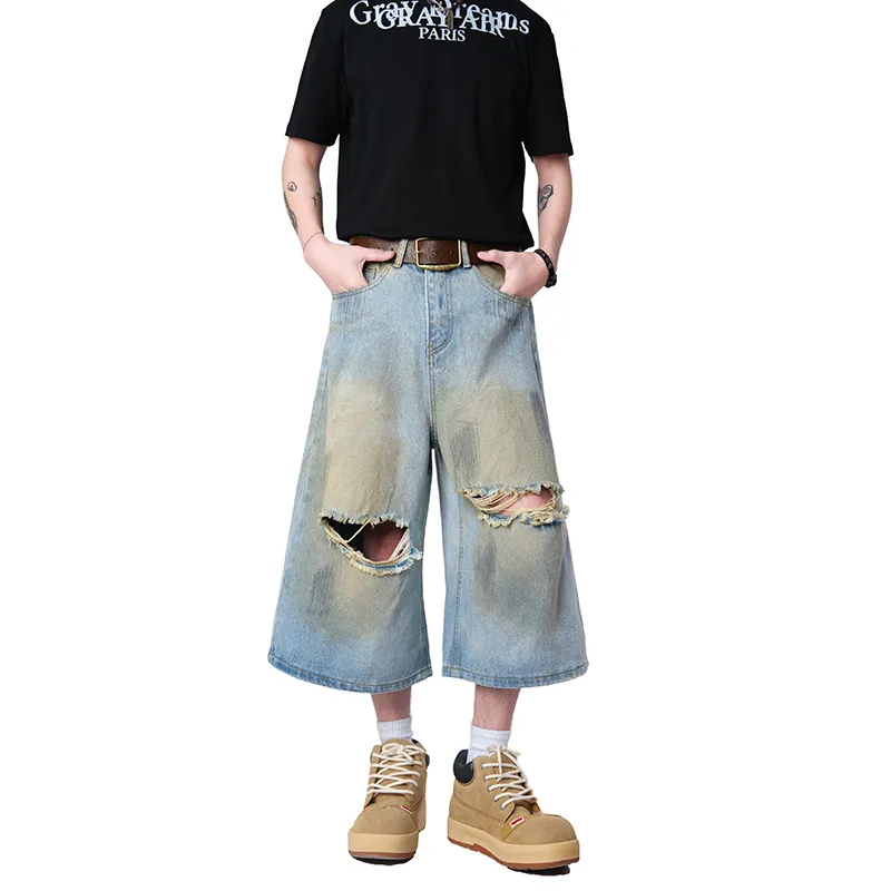 TESTUNG Denim Shorts Unisex Ice Blue-8