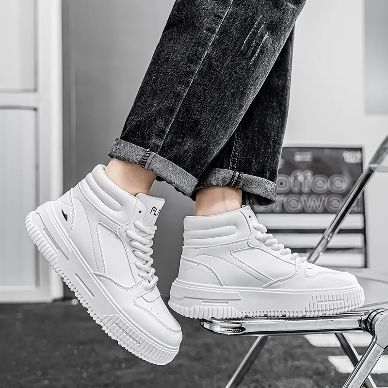 Kuding Full-Coverage Warm Slip-Resistant Cushioning Height Increasing High-Top Skateboard Shoes Unisex-1