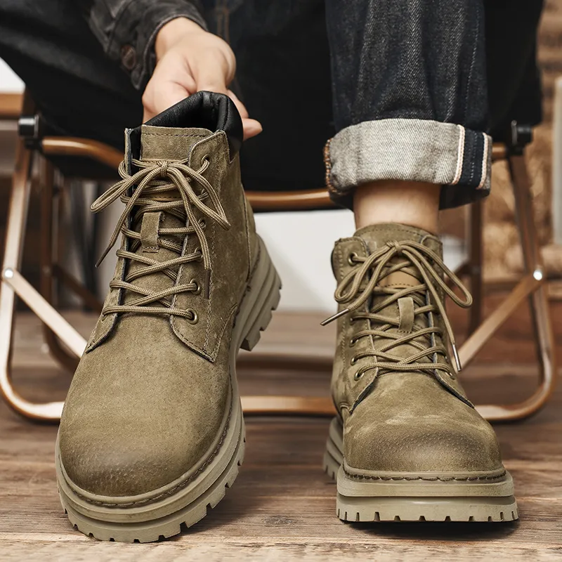 Kuding Martin Boots Unisex Gold, Khaki-7