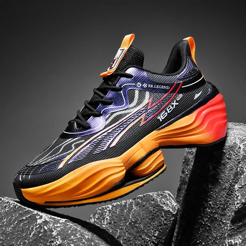 Kuding Cushioning Anti Slip Wear Resistant Breathable Lightweight Height Increasing Rebound Running Shoes Men's-5