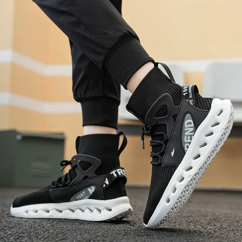 Kuding Casual Shoes Men High Top White/Black/Red/Blue-8